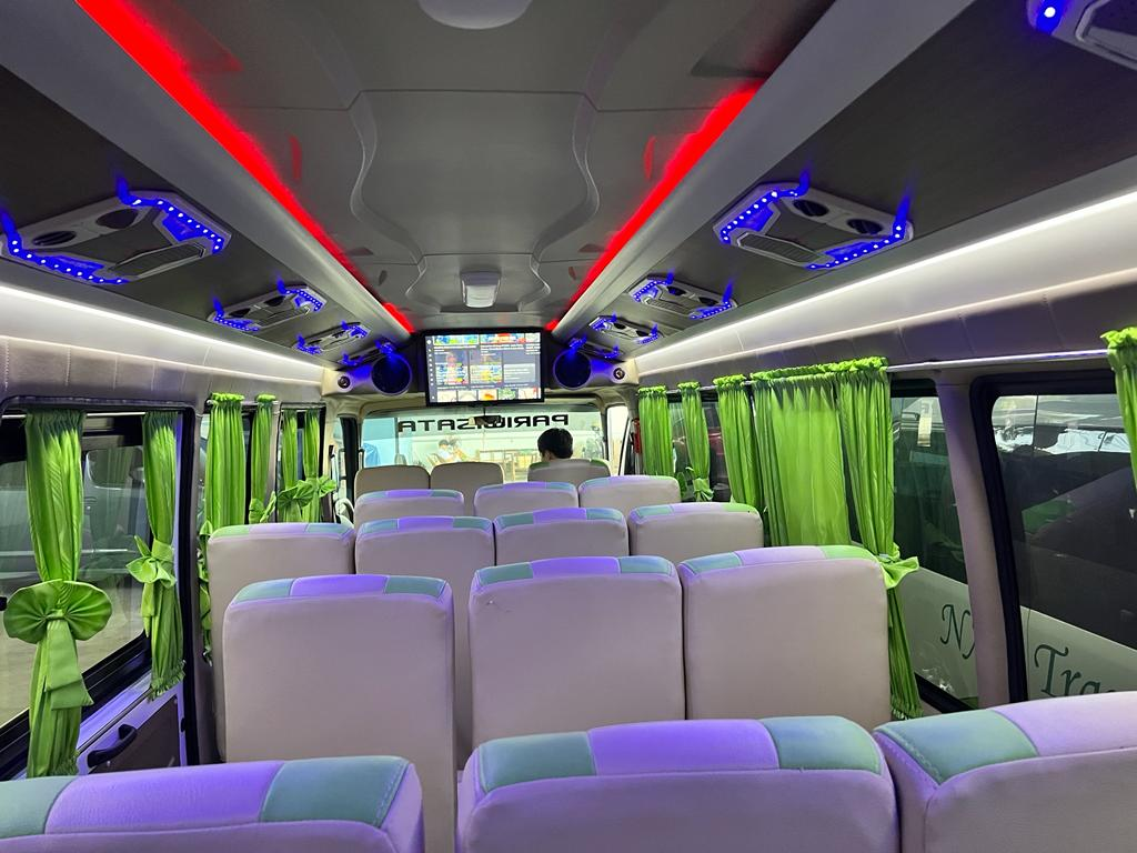 Interior Elf Long 19 Seat, Kabin Mobil Elf Nyaman, Desain Interior Elf, Elf Long Travel, Mobil Elf 19 Seat